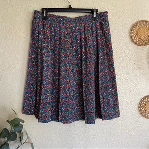 Vintage Floral Pleated A-Line Skirt